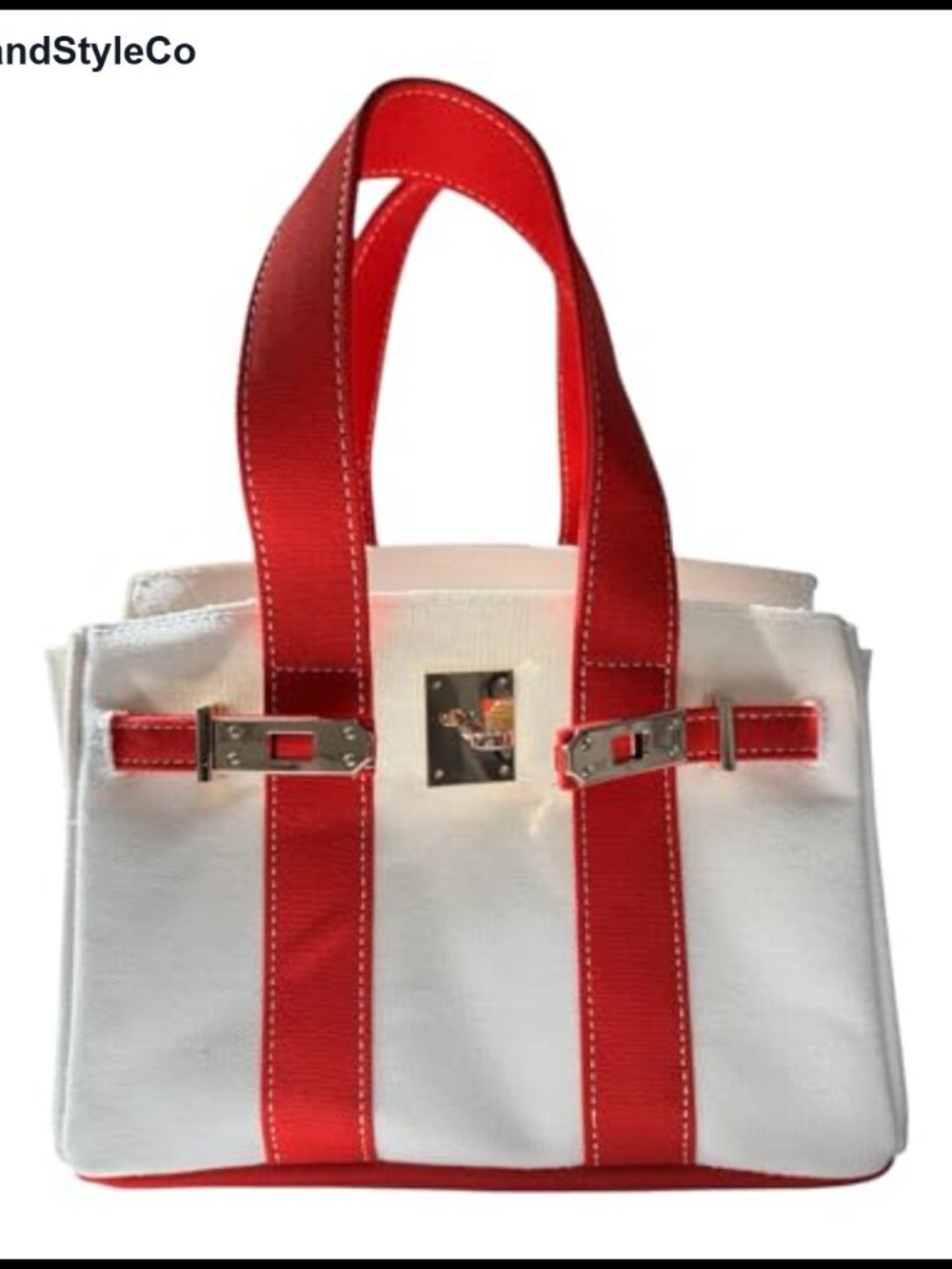 Canvas Mini Tote Bag 8 Pockets Distressed Finish Gold Hardware Durable